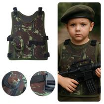 Colete Exército Forças Armadas Camuflado Infantil Ajustável Colete Exército Forças Armadas Camuflado Infantil Ajustável