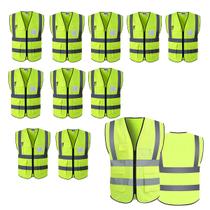 Colete Faixa Refletivo Sinalizador Kit 11 Uni Blusao Uniforme Fluorescente Segurança Obra Trabalho Sinalizaçao Transito Construçao