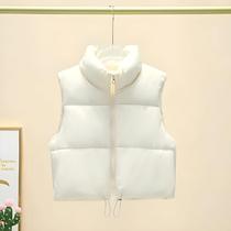 Colete Feminino Acolchoado De Inverno Com Gola Alta E Zíper, Sem Mangas, Curto, Casual E Moderno