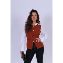 Colete Feminino Alfaiataria Modal Inverno Com Botões Fechado Colete Feminino Alfaiataria Modal Inverno Com Botões Fechado