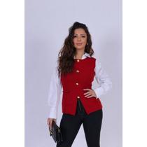 Colete Feminino Alfaiataria Modal Inverno Com Botões Fechado