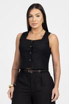 Colete Feminino Alfaiataria Sem Manga com Botões - Mein