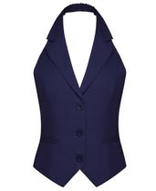 Colete feminino casual MINTLIMIT com decote em V, decote em V, corte frontal, azul marinho, GG Colete feminino casual MINTLIMIT com decote em V, decote em V, corte frontal, azul marinho, GG