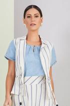 Colete feminino Clássico Off White Listrado Colete feminino Clássico Off White Listrado