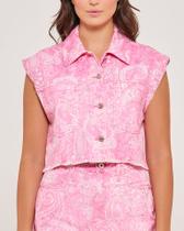 Colete Feminino Cropped Com Estampa Paisley Rosa- Dicollani DCO 11020