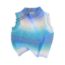 Colete Feminino Cropped Tie Dye Sem Costas E Sem Mangas Com Gola Redonda Para Camadas Sensuais