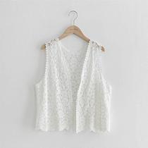 Colete Feminino De Crochê Boho Com Bordado Floral, Cardigã Sem Mangas Com Frente Aberta, Top Para