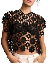 Colete feminino de renda floral oco da Cover Up Top Wyeysyt