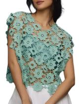 Colete feminino de renda floral oco da Cover Up Top Wyeysyt
