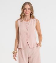 Colete Feminino em Tecido Linho Dianna Rosa Colete Feminino em Tecido Linho Dianna Rosa