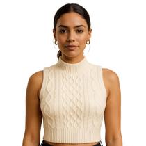 Colete Feminino Fechado De Tricô Modal Casual Curto 1 Un