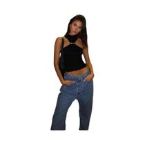 Colete Feminino Gola Alta Com Anéis De Metal, Blusa Mini Clássica Versátil Para O Verão, Moda Urbana Colete Feminino Gola Alta Com Anéis De Metal, Blusa Mini Clássica Versátil Para O Verão, Moda Urbana