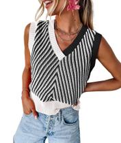 Colete feminino MARZXIN, decote em V, sem mangas, outono de 2024, preto M