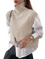 Colete feminino Naileksi, gola alta, algodão damasco, colete Colete feminino Naileksi, gola alta, algodão damasco, colete