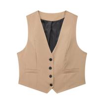 Colete Feminino Preto E Branco Curto Formal Sem Mangas Para Escritório, Casual, Verão.