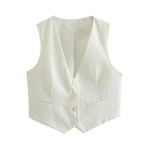 Colete Feminino Preto e Branco - Decote V, Sem Mangas - Ideal para Verão e Trabalho