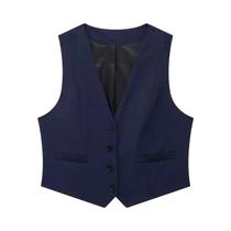 Colete Feminino Preto e Branco - Sem Mangas, Decote V, Cropped - Moda Verão Colete Feminino Preto e Branco - Sem Mangas, Decote V, Cropped - Moda Verão