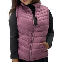 Colete Feminino Puffer Peluciado S/Capuz Básica Confort Slim Inverno 1443A