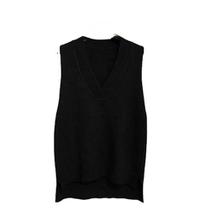 Colete feminino QREXVOG, decote em V, sem mangas, preto