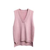 Colete feminino QREXVOG, decote em V, sem mangas, rosa