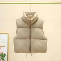 Colete Feminino Quente Com Gola Alta, Sem Mangas, Acolchoado, Com Zíper, Curto, Para Inverno, Casual