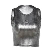 Colete Feminino Retrô Liso Com Letras, Tendência Outono 2026, Casual, Estilo High Street, Versátil Colete Feminino Retrô Liso Com Letras, Tendência Outono 2026, Casual, Estilo High Street, Versátil