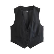 Colete Feminino Sem Mangas com Botões - Branco e Preto - Casual e para Escritório