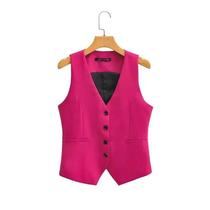 Colete Feminino Sem Mangas Com Decote Em V E Bolsos, Casaco Casual Slim Para Escritório CT2208
