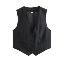 Colete Feminino Sem Mangas com Decote V - Elegante para Escritório (Primavera/Verão)