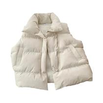 Colete Feminino Sem Mangas Com Gola Alta Elegante Para Outono Inverno Quente Casual