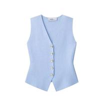 Colete Feminino Sem Mangas De Tricô Com Decote Em V Vintage Em Cor Sólida Moda Tank Top Da Willshela