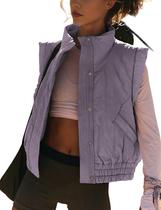 Colete feminino SKIKYAN acolchoado roxo com bolsos tamanho L Colete feminino SKIKYAN acolchoado roxo com bolsos tamanho L