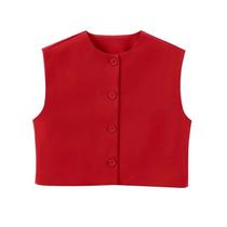 Colete Feminino Vermelho, Preto e Branco - Sem Mangas, Recortado e Casual