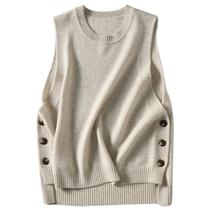 Colete feminino Wowcarbazole, casual, canelado, bege Colete feminino Wowcarbazole, casual, canelado, bege