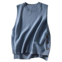 Colete feminino Wowcarbazole, sem mangas, canelado, azul Colete feminino Wowcarbazole, sem mangas, canelado, azul