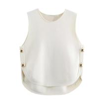 Colete Feminino Y2K - Fino, Sem Mangas, com Botões Laterais e Decote em Y Colete Feminino Y2K - Fino, Sem Mangas, com Botões Laterais e Decote em Y