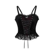 Colete Feminino Y2K Gótico Sem Mangas Com Renda E Costas Abertas, Elegante E Retrô Para O Verão Colete Feminino Y2K Gótico Sem Mangas Com Renda E Costas Abertas, Elegante E Retrô Para O Verão