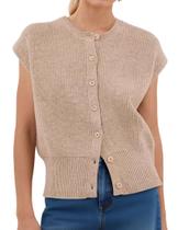 Colete feminino Ziesexy, sem mangas, tricotado com damasco
