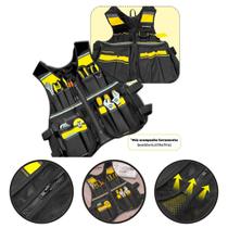 Colete Ferramentas Profissional Nylon e Emborrachado Ajustável com Bolsos