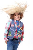 Colete Festa Junina JEANS com VIÉS AZUL MARINHO Colete Festa Junina JEANS com VIÉS AZUL MARINHO