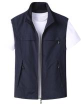 Colete Gihuo Casual, leve, sem mangas, para homens, azul marinho