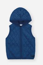 Colete Infantil Divertto Matelassê Azul com Capuz e Patches