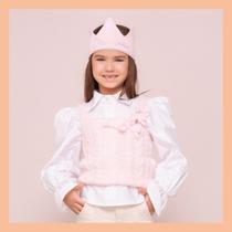 Colete infantil feminino rosa Tricot Pituchinhus 23617
