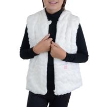 Colete Infantil Feminino TipTop Capuz Pelucia Off White 9475