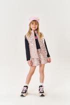 Colete Infantil Menina Matelassê Urso Rosa Mundo Cinti Colete Infantil Menina Matelassê Urso Rosa Mundo Cinti