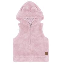 Colete Infantil Menina Rosa Morango Pelo C/Touca Alakazoo Colete Infantil Menina Rosa Morango Pelo C/Touca Alakazoo