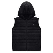 Colete Infantil Menino em Nylon Preto C/ Capuz Onda Marinha