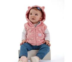 Colete infantil pelucia para meninas bebe rosa Up Baby