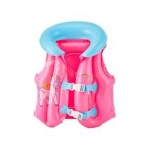Colete Inflável 45cm Com Cinto Unicórnio Meninas Piscina Rosa
