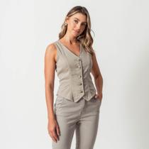 Colete Jeans Color Confort Decote V Colete Jeans Color Confort Decote V